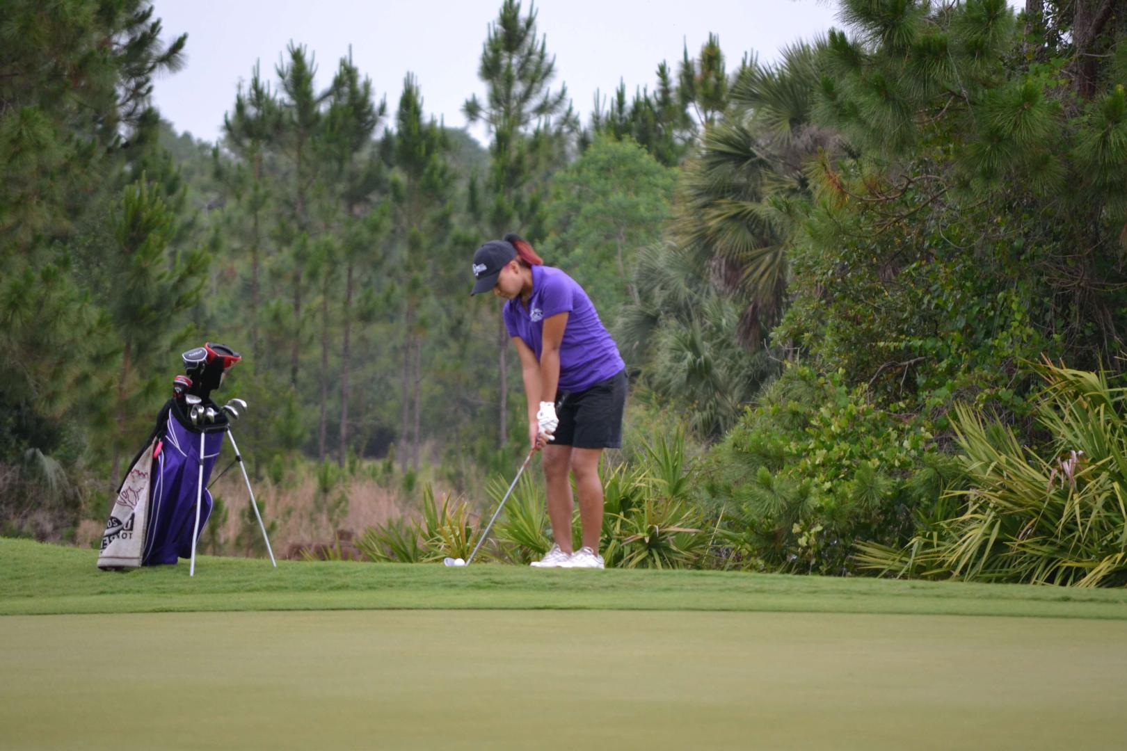 Students playing golf