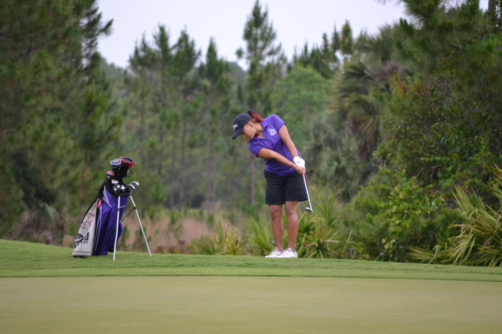 Students playing golf