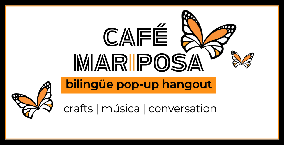 Cafe mariposa log with butterflies
