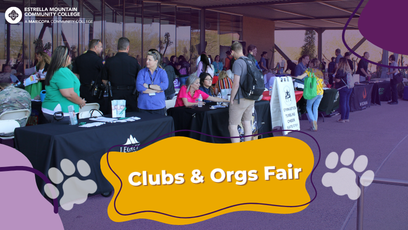 Students talking at the clubs and organizations event.