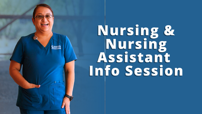 A woman wearing nursing scrubs and smiling.