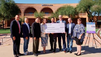 L-to-R Villegas - Dr. Tom Nerini MCCCD Gov Board Member – Pizzillo - Hermosillo – Rivera – Noble - Jordan Benham Phoenix Metro Operations Director Microsoft - Hernandez