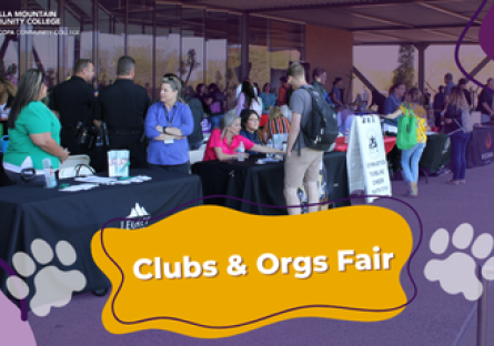 Students talking at the clubs and organizations event.