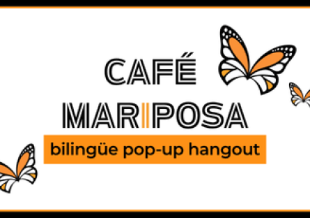 Cafe mariposa log with butterflies