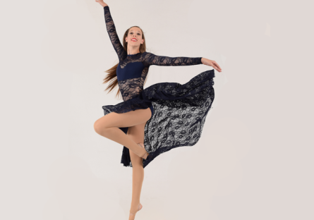 A ballet dancer strikes a pose.