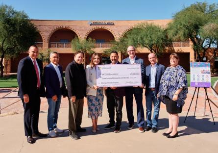L-to-R Villegas - Dr. Tom Nerini MCCCD Gov Board Member – Pizzillo - Hermosillo – Rivera – Noble - Jordan Benham Phoenix Metro Operations Director Microsoft - Hernandez