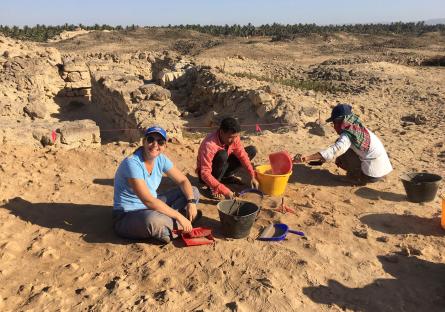 Dr. Kristy Miller and colleagues at an archaeological dig site in Oman