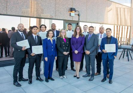 Phoenix Mayor Gallego, representatives from TSMC, representatives from MCCCD and EMCC stand with TSMC apprentices